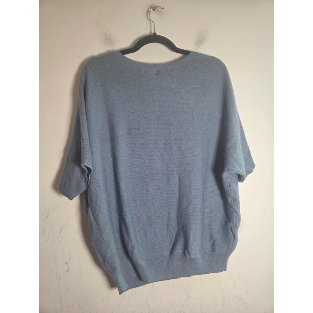 Quince Slate Blue Organic Cotton/Cashmere Knit Dolman Sleeve Sweater size Medium - Picture 2 of 6